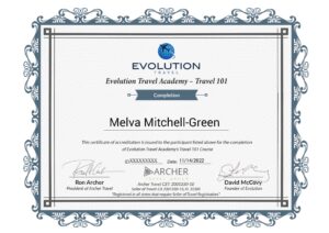 evolutiontravel certificate